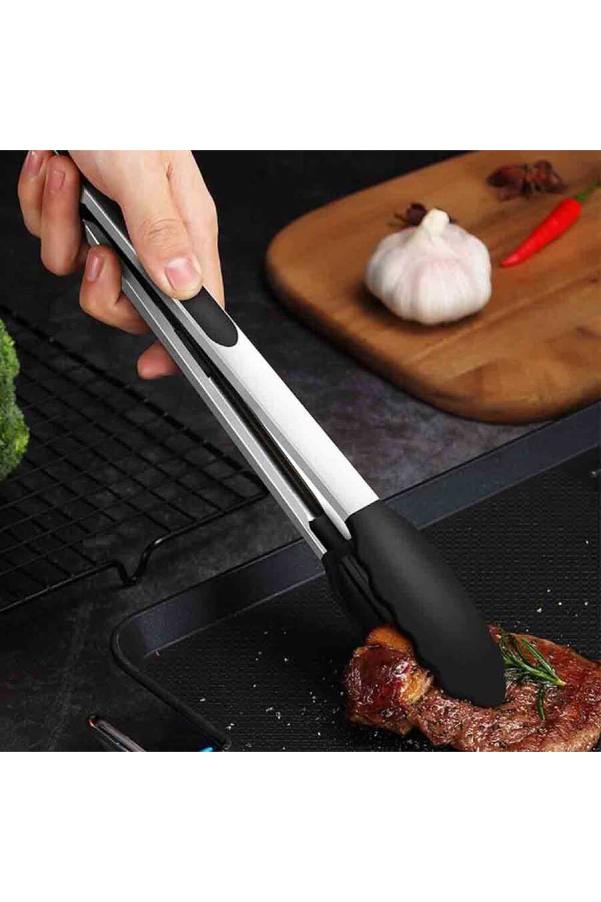 Barbekü Maşası Silikon 25 Cm Siyah (BMS-25)