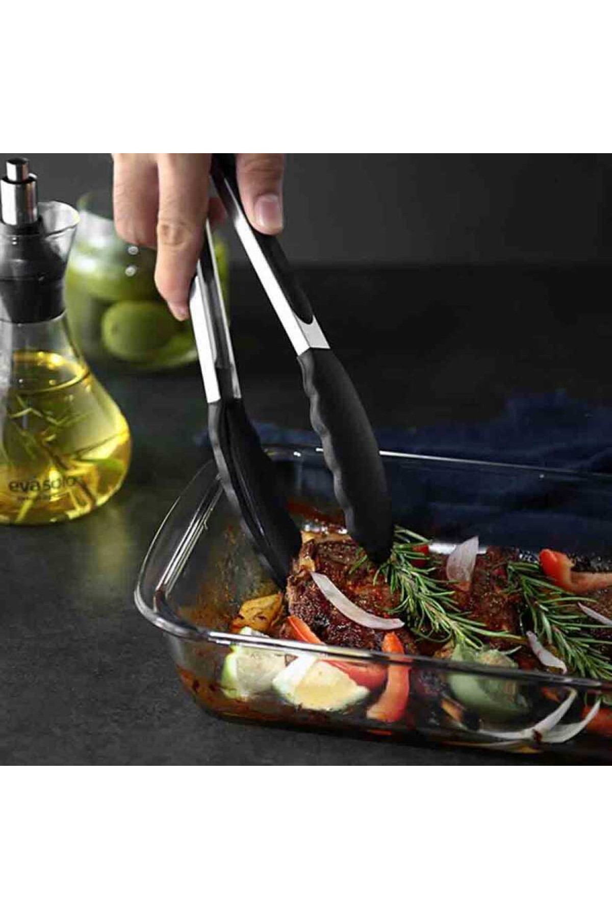Barbekü Maşası Silikon 25 Cm Siyah (BMS-25)