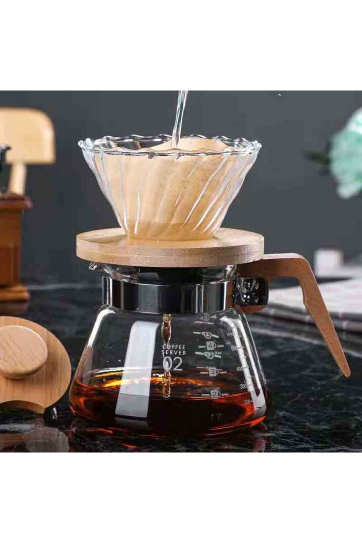 Kahve Sürahisi Ahşap Sap - 600 Ml (VCWN-60)