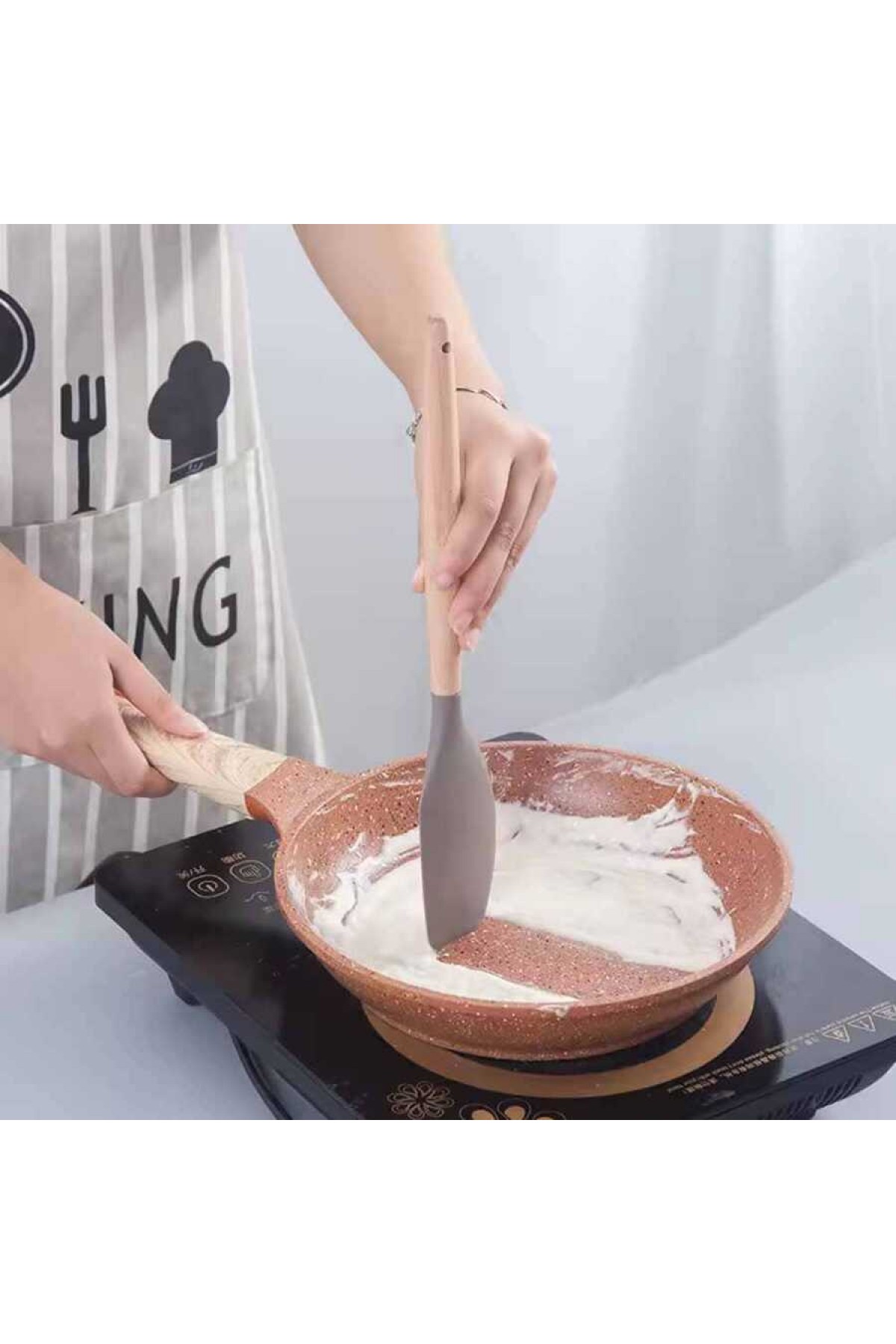 Silikon Sıyırma Spatulası Ahşap Sap (ASH-13)
