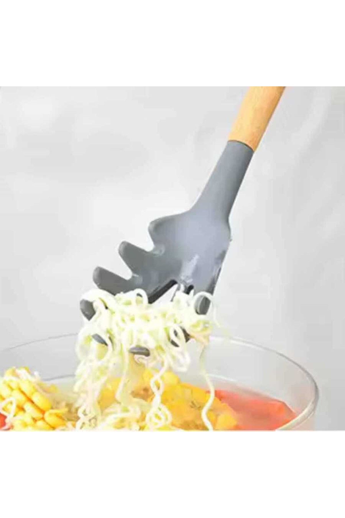 Silikon Spagetti Kaşığı Ahşap Sap (AKK-14)